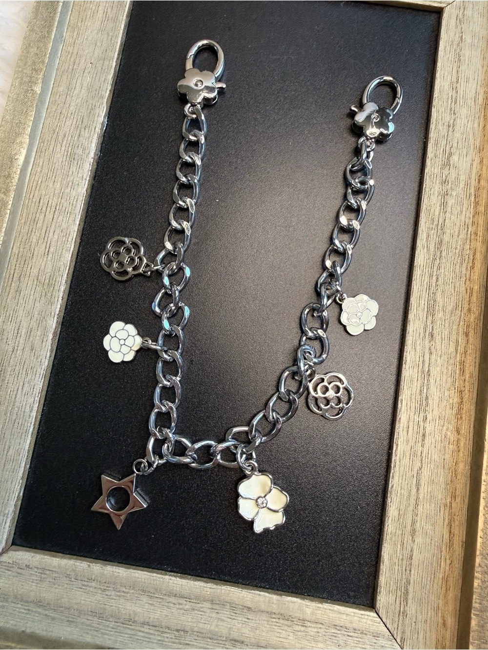 Bag Chain Strap Replacement Shoulder Handbag Purse DIY 15”Camellia Flower silver